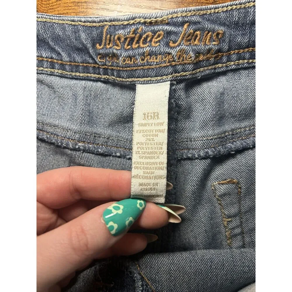 Justice Girls 16R Denim Shorts 2013 Vintage Simply Low Jean Shorts Cuffed Hem